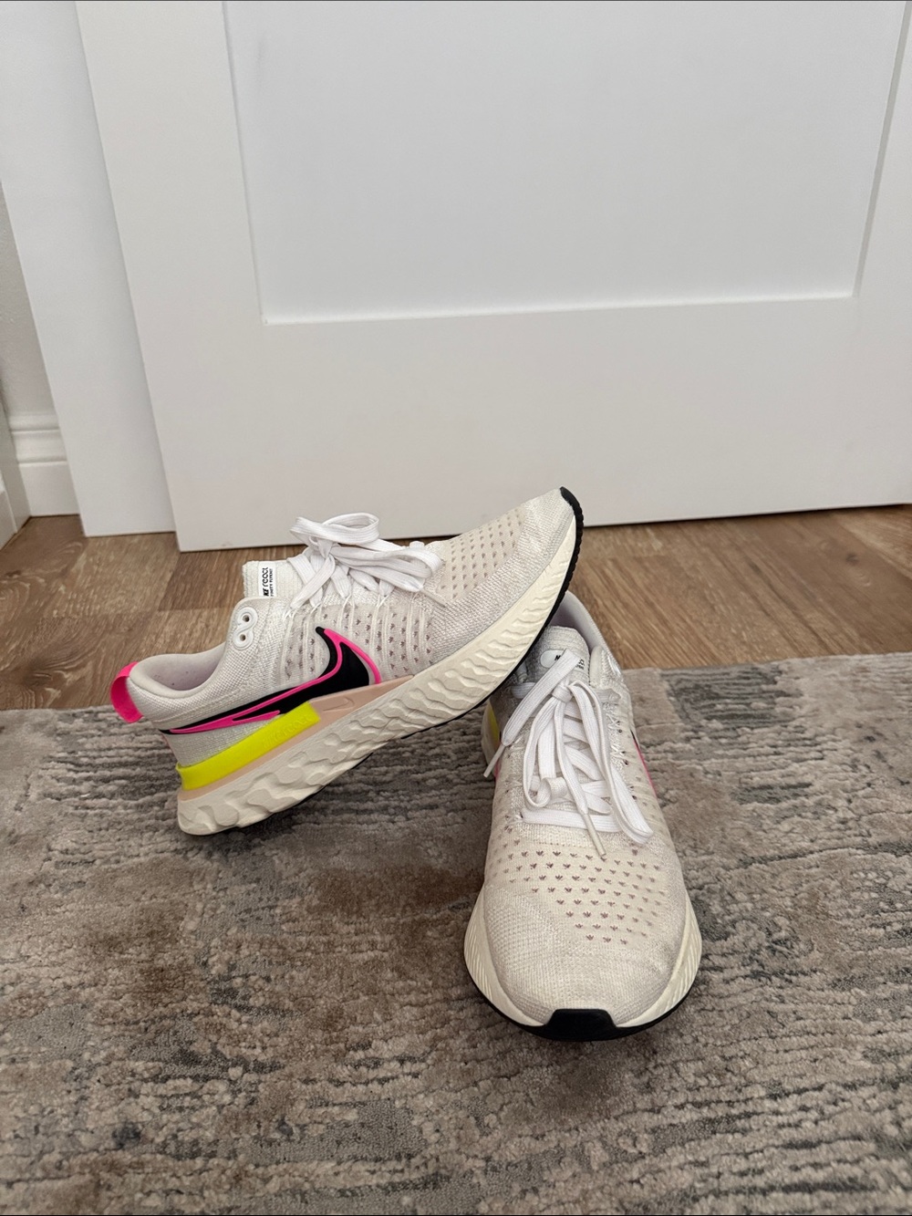 Nike Cream Running Shoes with Pink & Yellow Accents